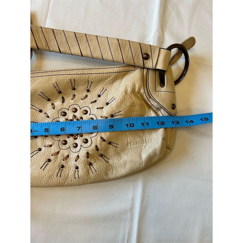 Franco Sarto Women's White Studded Floral Leather Shoulder Bag - Picture 12 of 14